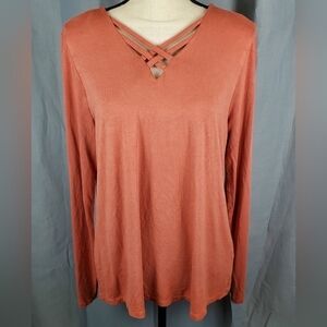 Cato long sleeve top, light terra cotta, size M